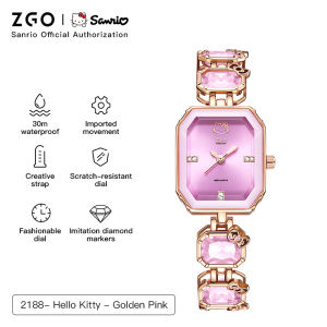ZGO X Sanrio นาฬิกา Hello Kitty สำหรับผู้หญิงพลอยเทียมสีชมพูเด็กผู้หญิง Kado Ulang Tahun Pacar มูลค่าสูง2188
