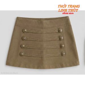 KAKI L1 - Chân Váy Kaki Bản 8 Cúc Hottrend (quần bảo hộ cùng vải) dáng A ngắn 84