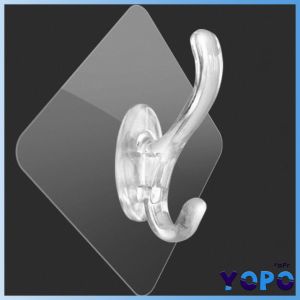 YoPo Transparent Wall Hooks Hangers Self Adhesive Door Wall Hangers Kitchen Bathroom Organizer Holder