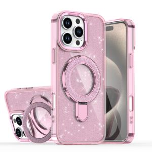 0930[Local Stock] Christmas Halloween Luxury Glitter Metal Stand magneticed Wireless Charging Clear Case For iPhone 16 15 14 Plus 13 12 17 Pro Max 17Air Magsafe Cover h261009