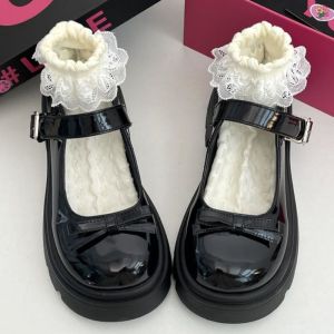 รองเท้าแมรี่เจนสไตล์เกาหลี หัวมน แต่งโบว์ พื้นหนา สวมใส่สบาย ไซส์ 35-39