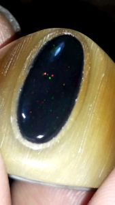 Cincin Tanduk Batu Kalimaya Black Opal Asli Banten