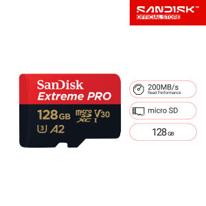 SanDisk Extreme Pro microSDXC 128GB SQXCD V30 U3 C10 A2 UHS-I 200MB/s R 90MB/s With Adaptor ( SDSQXCD-128G-GN6MA ) ( เมมโมรี่การ์ด ไมโครเอสดี การ์ด )