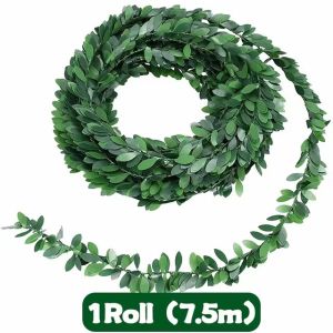 15M Artificial Plant Green Leaf Vine Iron Wire Plants Rattan Hanging Garland for Garden Wedding Party Home Wall Decoration