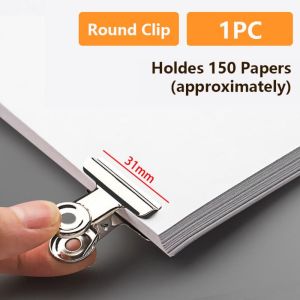 NIFINE Stainless Steel Round Clip Metal Universal Stationery Clip Simple Dovetail Clip Students