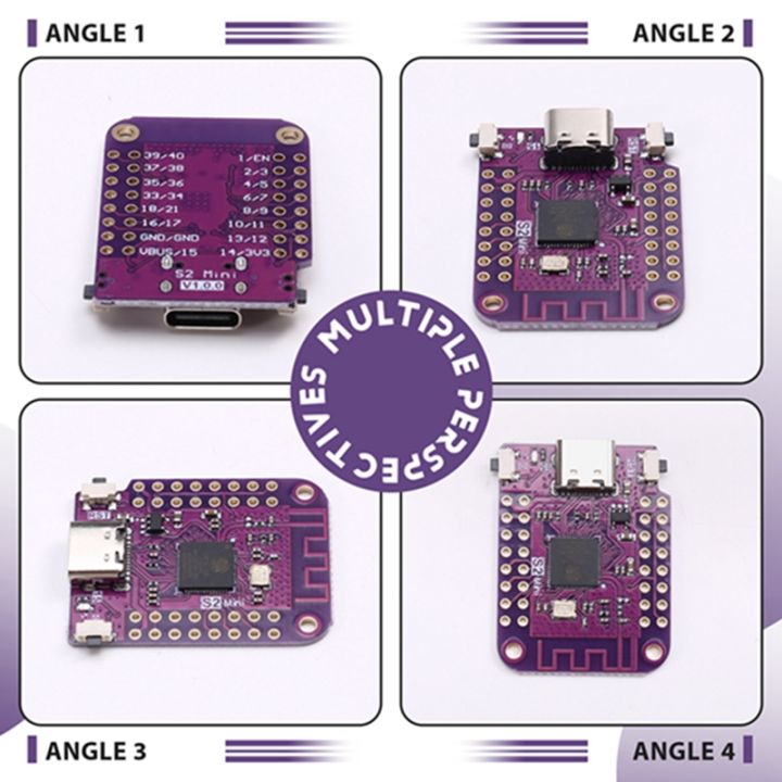 DollaTek ESP32-S2 Mini WiFi-board – Gebaseerd Op ESP32-S2FN4R2 – 4MB FLASH, 2MB PSRAM – 27 I/O-pinnen, USB-C – Compatibel Met MicroPython En Arduino – Voor IoT-projecten