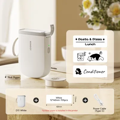 NIIMBOT D11 Thermal Label Printer 300dpi Mini Bluetooth Inkless Printing Label Maker Beauty Horticulture Journal Sticker Medical Food Label Machine