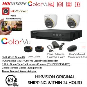 Hikvision 2/8CH2MP full-color ribbon audio dome bullet closed-circuit television camera package HD mobile phone remote monitoring IP67 outdoor waterproof security camera
