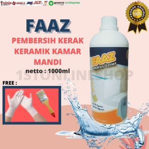FAAZ Pembersih Porcelain Cleaner 1000ml FREE 2 SARUNG TANGAN PLASTIK Penghilang Noda Kerak Membantel Lantai Kamar Mandi Dapur 1Liter 1 Liter