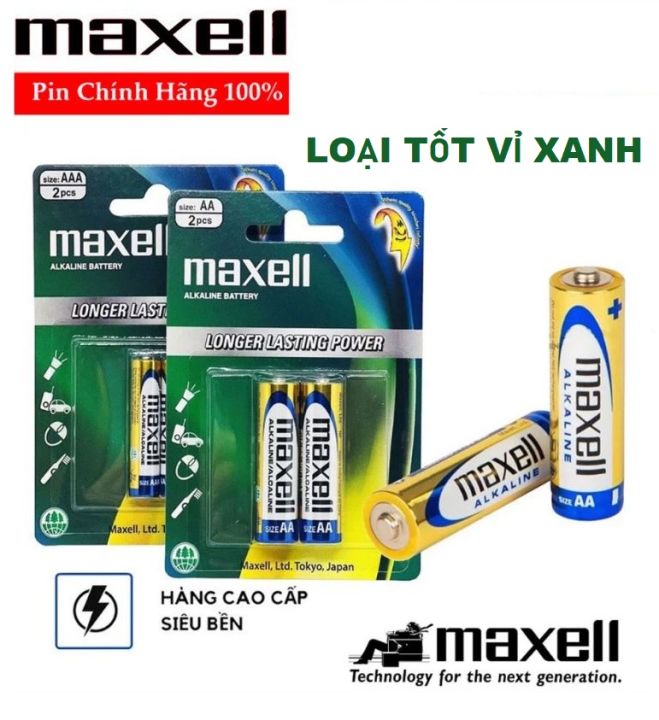 Pin AA Pin AAA Maxell Alkaline 1.5V Vỉ 2 Viên Pin Tiểu Pin Đũa chất ...