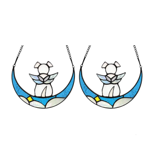 Double Pet Memory Decorations Handcrafted Moon Design Theme Sun Hangers with Memory Dog Outline Home Display