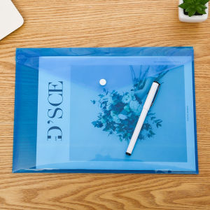 A4 Transparent Envelope Folder Clear Snap Button File Case Plastic Storage Bill Folders Organizers