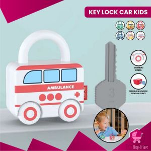 BabyShop-M318 Mainan Puzzle Key Set Anak Mainan Kunci Gembok Motif Transportasi / Mainan Edukasi