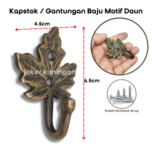 Kapstok / gantungan baju / gantungan handuk kuningan motif daun