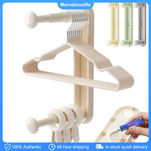 Wall-Mounted Hanger Storage Rack Retractable Double Layer Clothes Rack Holder Balcony Clothes Hanger Hanger Organizer