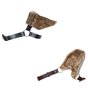 Medieval Leather Shoulder Guard Furry Shoulder Guard with Adjustable Chest Harness for Men Halloween Cosplay Role Play