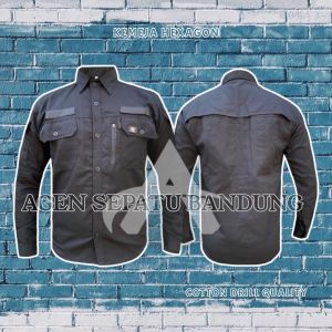 Grosir Kemeja Tactical Hexagon Kemeja Kemeja Lapangan Bahan Drill Katun Kemeja tactical pria Hexagon Panjang outdoor lapangan