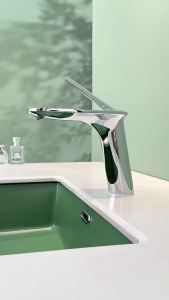 LDIES New Basin Faucet Hot and Cold Bathroom Single Lever Brass White Sink Mixer Decked Gold White Single Lever Waterfall Sink Mixer 1N8Q6