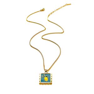 Retro French Inspired Pendant Necklace Cherry/Strawberry/Lemon Neckchain Adjustable Length Clavicle Chain