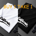 [Buy 1 Get 1 Free] Printed T-shirt in black and white, simple and versatile shirt for men and women. 