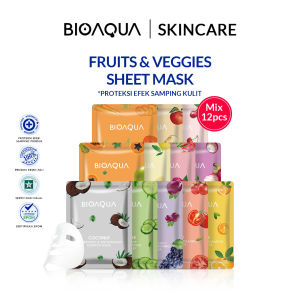 BIOAQUA Sheet Mask 12 pcs Brightening Moisturizing Skin Care Hydrating Essence Face Mask Anti aging Masker Wajah Glowing Bpom