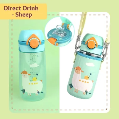 [Free Carrier Bag] Kids Water Bottle 400ml BPA-Free Plastic Tritan Thick Rubber Straw and Without Straw Leakproof Upstyle For Children Student School Childcare Drinking Bottle by 8miles