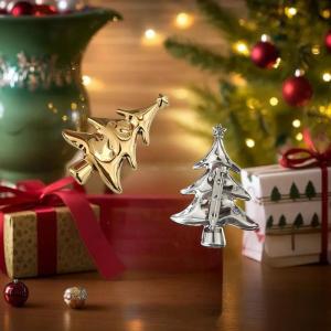 [fenggongshuode] Stainless Steel Simple Classic Christmas Tree Elegant Brooch Pin For Women Clothing Bag Accessory Gift Polished Metal Badge