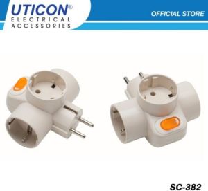 T Multi Uticon + Saklar on off / Stop kontak kaki 3