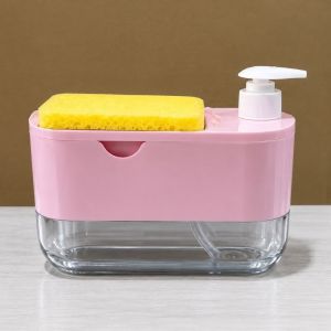RUMI Dual Independent Chambers Soap Pump Dispenser Drain Hole 2 In 1 Dual Chamber Soap Dispenser Practical Space Saving Countertop Soap Dispenser Kitchen Sink