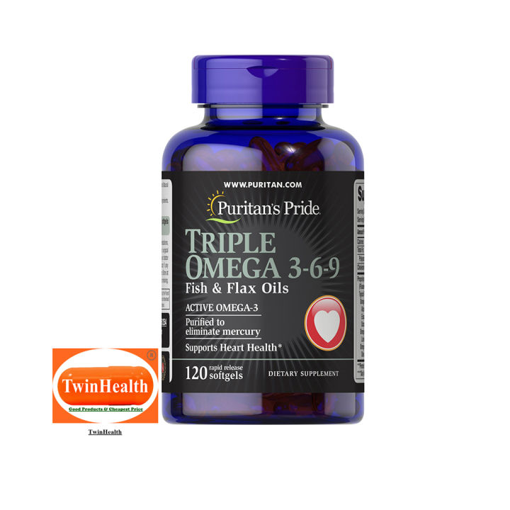 Puritan's Pride Triple Omega 369 Fish & Flax Oils / 120 Softgels