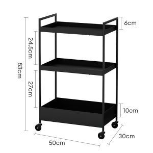 BMZAR Full metal utility trolley Storage rack with universal wheel Trolley cart organizer shelf For Kitchen and Bathroom