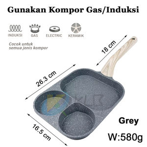 Wajan Sarapan 3 in 1/Panci Grill Steak Daging Cetakan Telur/Anti Lengket Panci Telur Dadar Panci