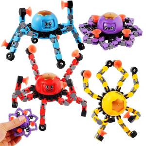 Fidget Spinner Ring Octopus Robot Mechanical Variety Gyro Rotate Face Changing Anxiety Stress Toys