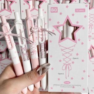 TEN 4Pcs/Set 0.5mm Gel Pens Sweet Ballet Series DIY Ribbon Neutral Pen High Quality School Supplies Student Writing Pen Kids Gift