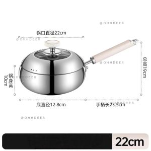 OHHDEER Periuk Epal Keluli Tahan Karat 304 Dengan Penutup Kaca 304 Stainless Steel Apple Cooking Pot with Glass Lid