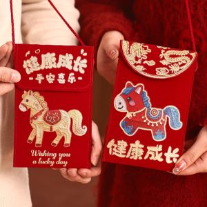 EDDY SONG Cartoon Cloth Red Envelope Traditional Chinese Style Red Pocket Practical Gourd Good Lucky Money Bag New Year Gift