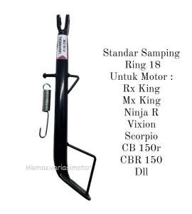 STANDAR SAMPING RX KING 30CM RING 18 WARNA HITAM DAN CROME BAHAN BESI TEBAL UNTUK MOTOR RX KING NINJA R KLX VIXION MEGAPRO BYSON MX KING JUPITER CBR 150 CB 150R CB KLASIK GL PRO TIGER
