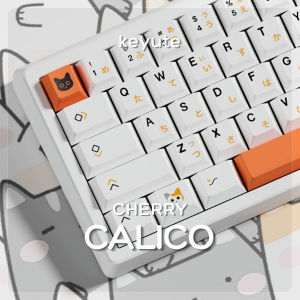 🇸🇬 Cute Calico Orange Cat Keycaps Cherry Profile PBT Dye Sublimation for Gaming Mechanical Keyboard