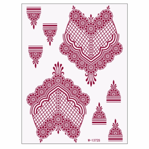 NBANLIKE Red Mehndi Stickers Henna Tattoo Stickers Legs Arm Lace Fake Tattoo Red Henna Tattoo Decals Fashion Waterproof Temporary Tattoo Women/Lady