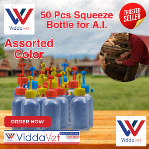 Viddavet 50pcs Squeeze Bottle assorted color Plastic Squeeze Bottles with Caps for pig artificial insemination