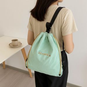 N814L Fresh Color Nylon Drawstring Backpack Lightweight Korean Style Outdoor Travel Bag Lightweight Harajuku Sport Nylon Bag Girls