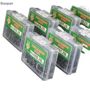 Baopan 100pcs Boxed Tube Maruse Hooks Black High Carbon Steel Coon And Sea Fishing Hooks With Ring And Barbed Wire