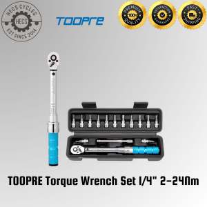 TOOPRE Torque Wrench Set 1/4" 2-24Nm Bike Maintenance Tool with Allen Torx & Screwdriver Bits