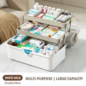 Minimalist First Aid Storage Box 3 Tier Multi-purpose Clear Medicine Tool Box Container Large Capacity/Rainbow Culture