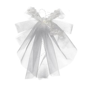 Bridal Veil Bride Elaborate Bowknot Veil Headscarf Hair Clip White Bachelorette Party Bride Veil Sheer Head Scarf