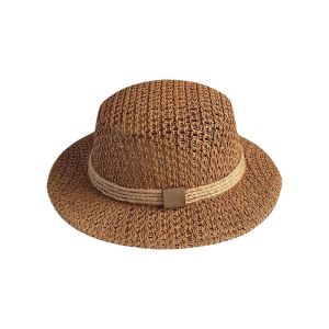 ARTMU Breathable Mesh Straw Boater Hat Sun Protection Lightweight Handwoven Sun Cap Vintage Summer Fedora Wide Brimmed Flat Top Beach Hat Beach Vacation