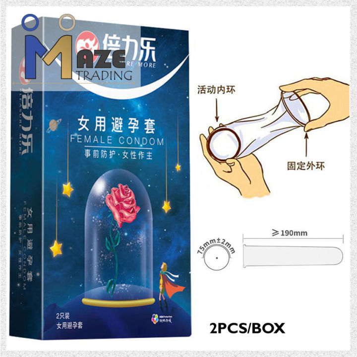 Maze Trading 2pcs Free Size Female Condom Natural Rubber Latex Condoms Ultra Thin Time Delay 6494