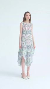 6511 Summer Bohemian Casual Loose Slimming Irregular Polka Dot Print Dress Women One Size (45-75kg)