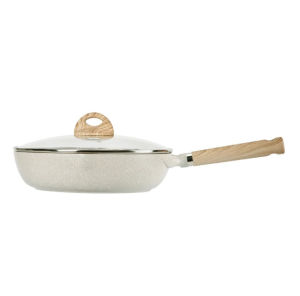 Ecowin straight handle non stick frying pan with wheat rice stone coating classic white series 20/24/26/28cm suitable for all stoves