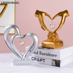 Livingmall ประติมากรรมรูปหัวใจสไตล์นอร์ดิกหุ่นเรซิ่นห้องนั่งเล่นในบ้านงานแต่งงานตกแต่งโต๊ะ